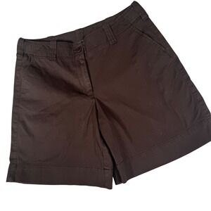 Talbots Brown Chino Shorts Womens Size 8 Cotton Stretch Mid Rise Casual 7 in